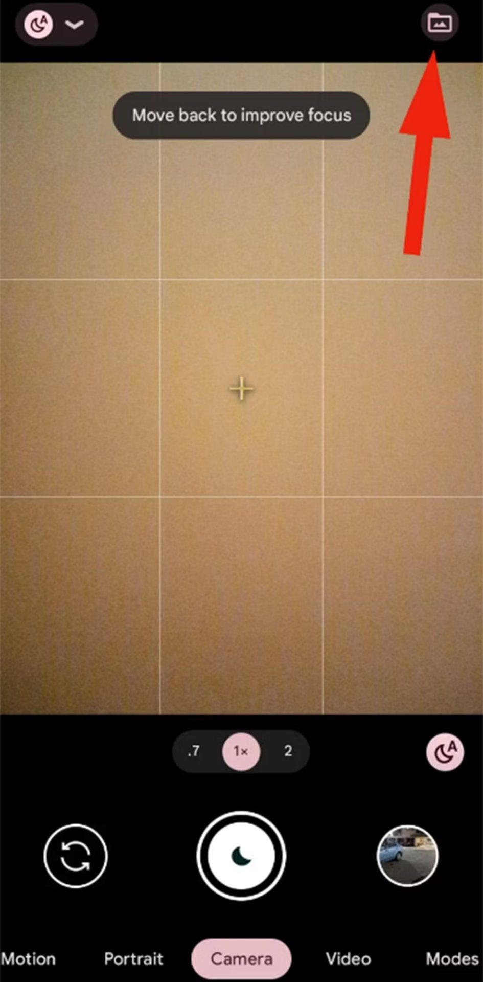 A screenshot of the Pixel phone's camera space