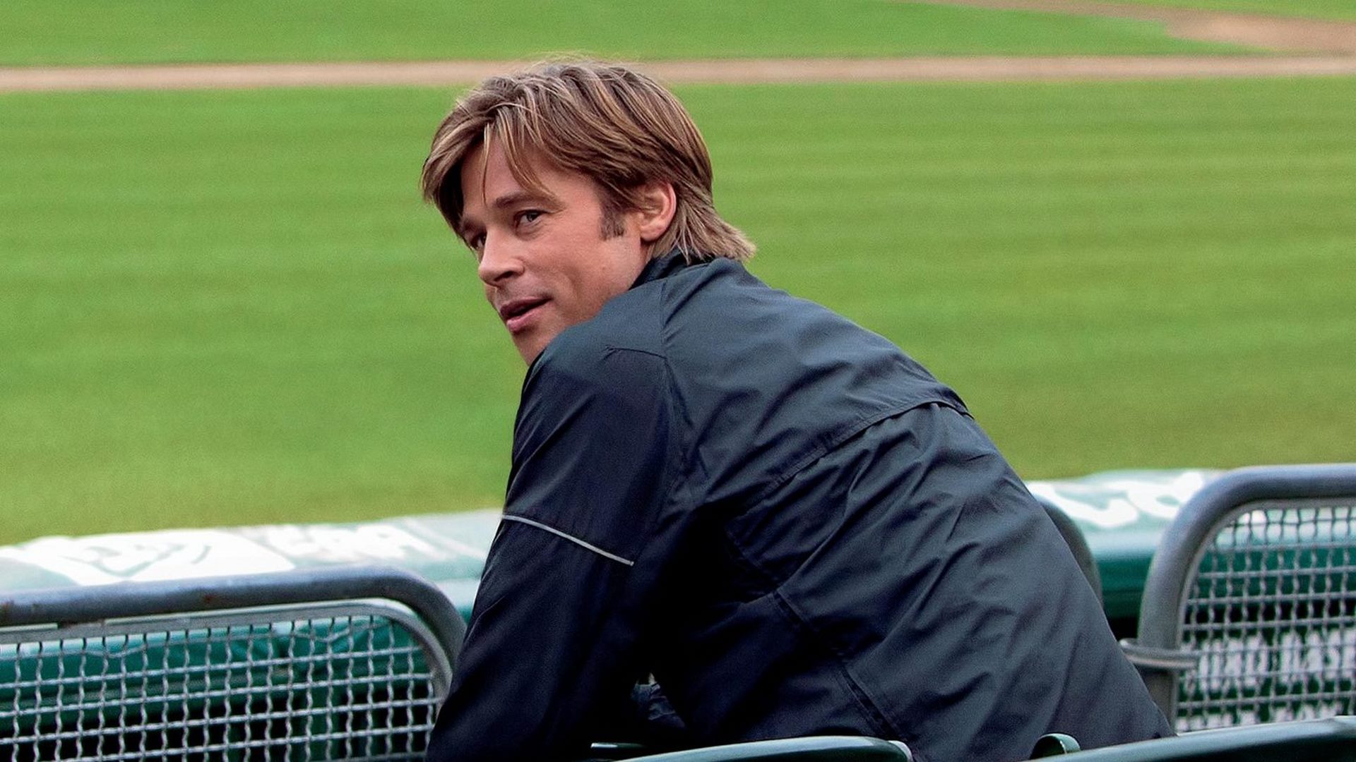 An image of Brad Pitt in the movie Moneyball