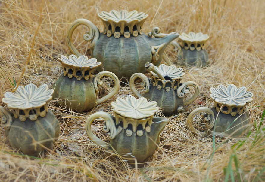 Ceramic set / teapot set with pumpkin design