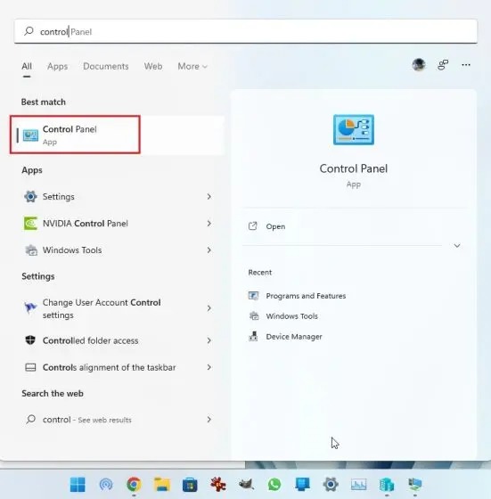 Change Windows 11 password from Control Panel