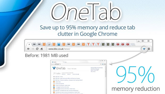 Chrome extensions - OneTab
