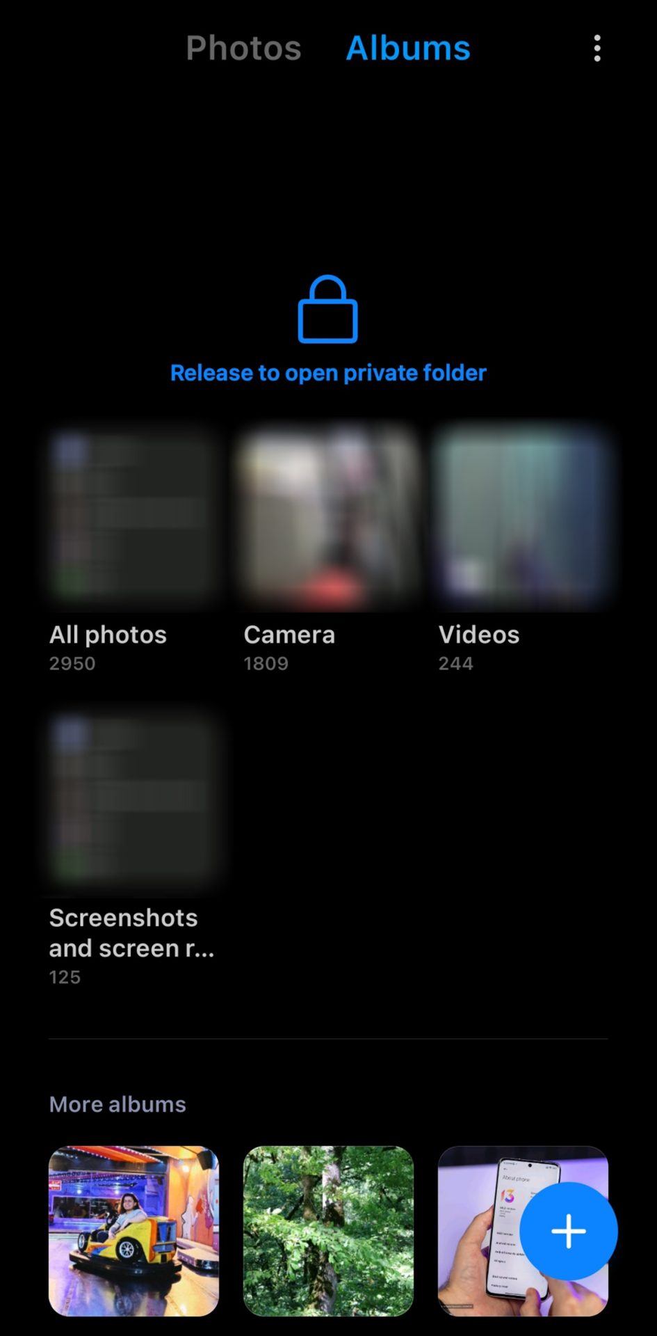 Gallery screen and view hidden files