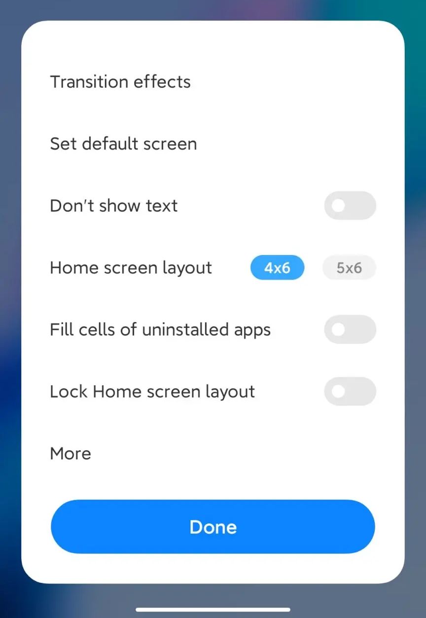 MIUI 14 launcher settings menu