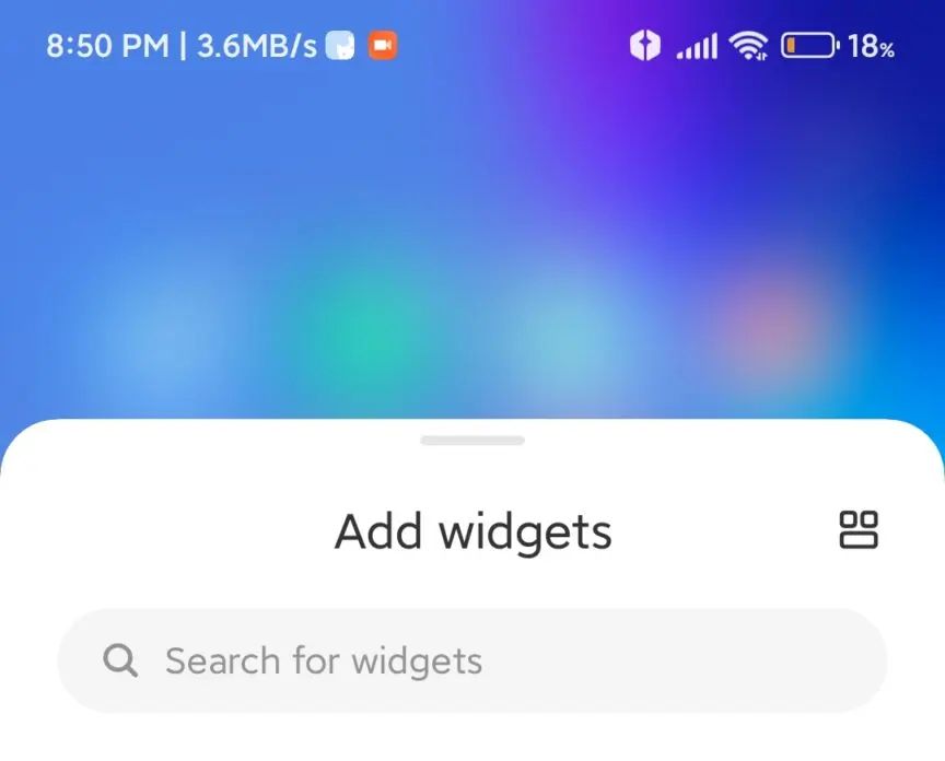 New MIUI 14 widget menu icon