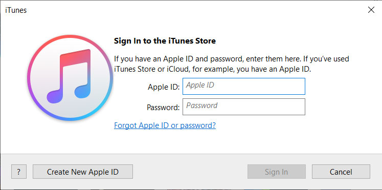 Sign in to Apple ID in iTunes