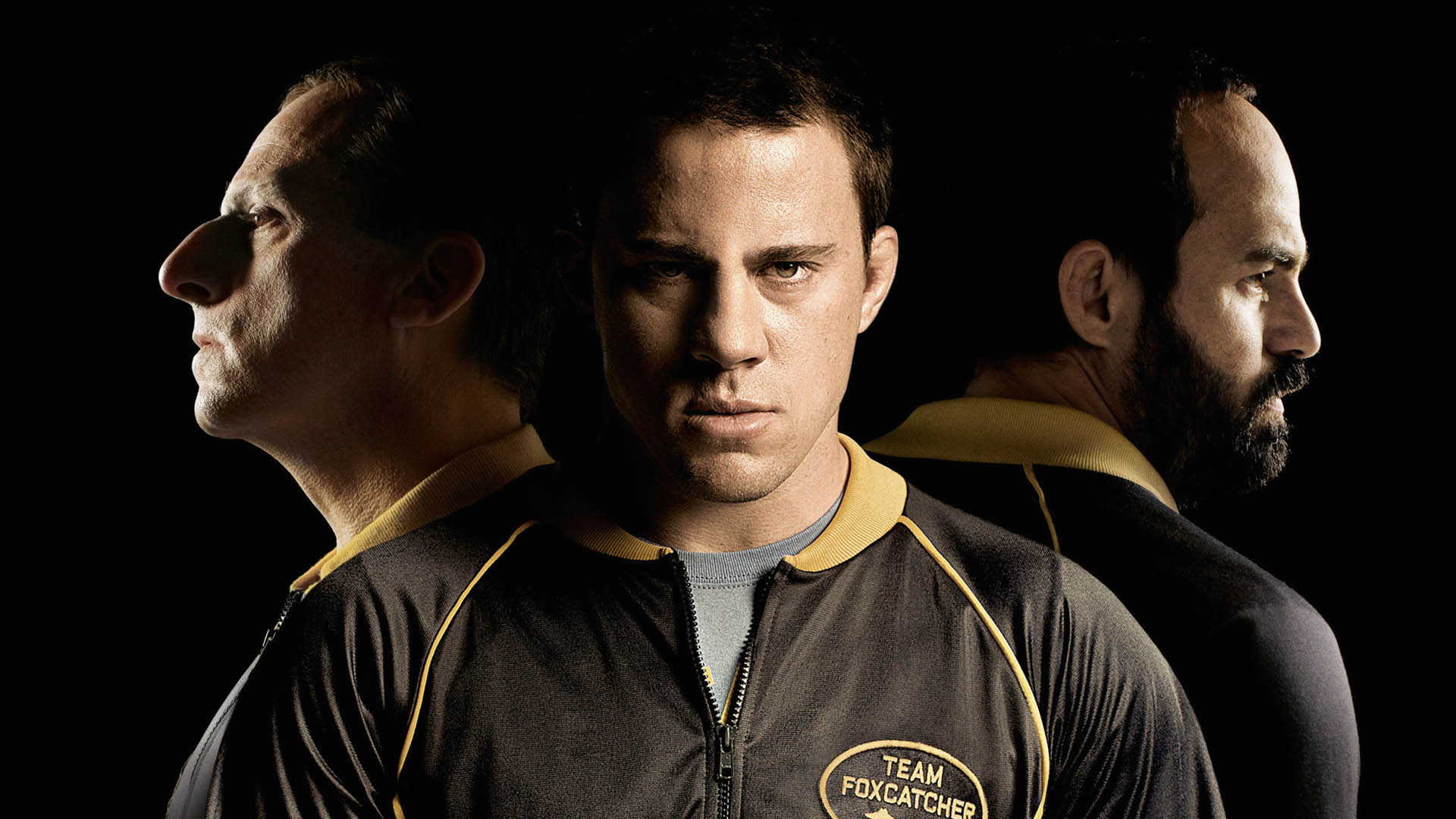 The main characters of the movie Foxcatcher in the movie cover of this movie
