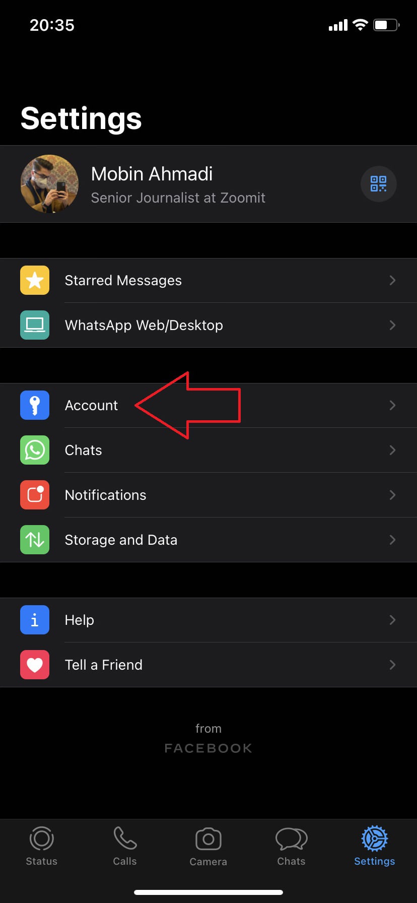 The second step is to delete the WhatsApp account on iOS