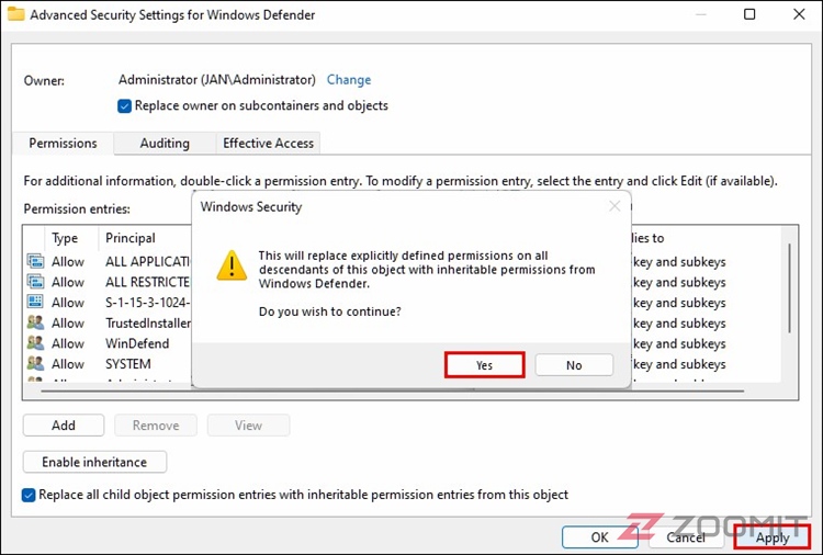 The twelfth step is to disable Windows 11 antivirus through the registry