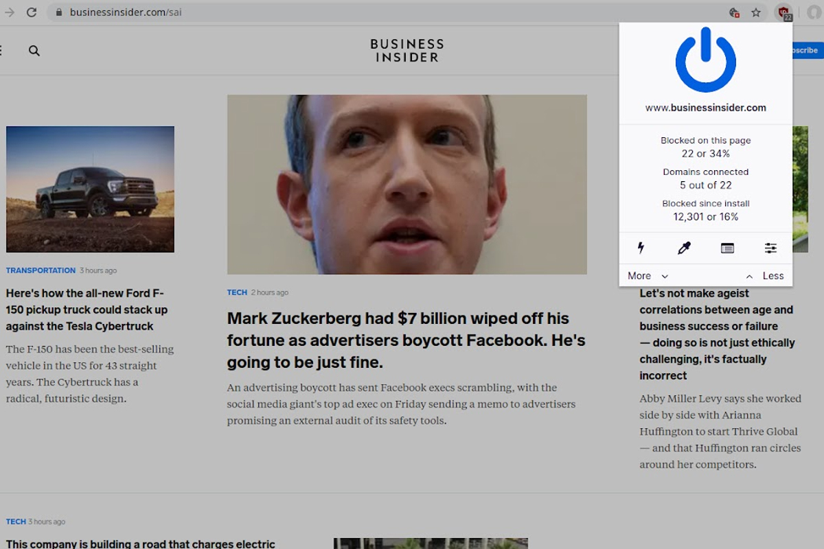 uBlock Origin chrome extension remove YouTube ads Mark Zuckerberg photo