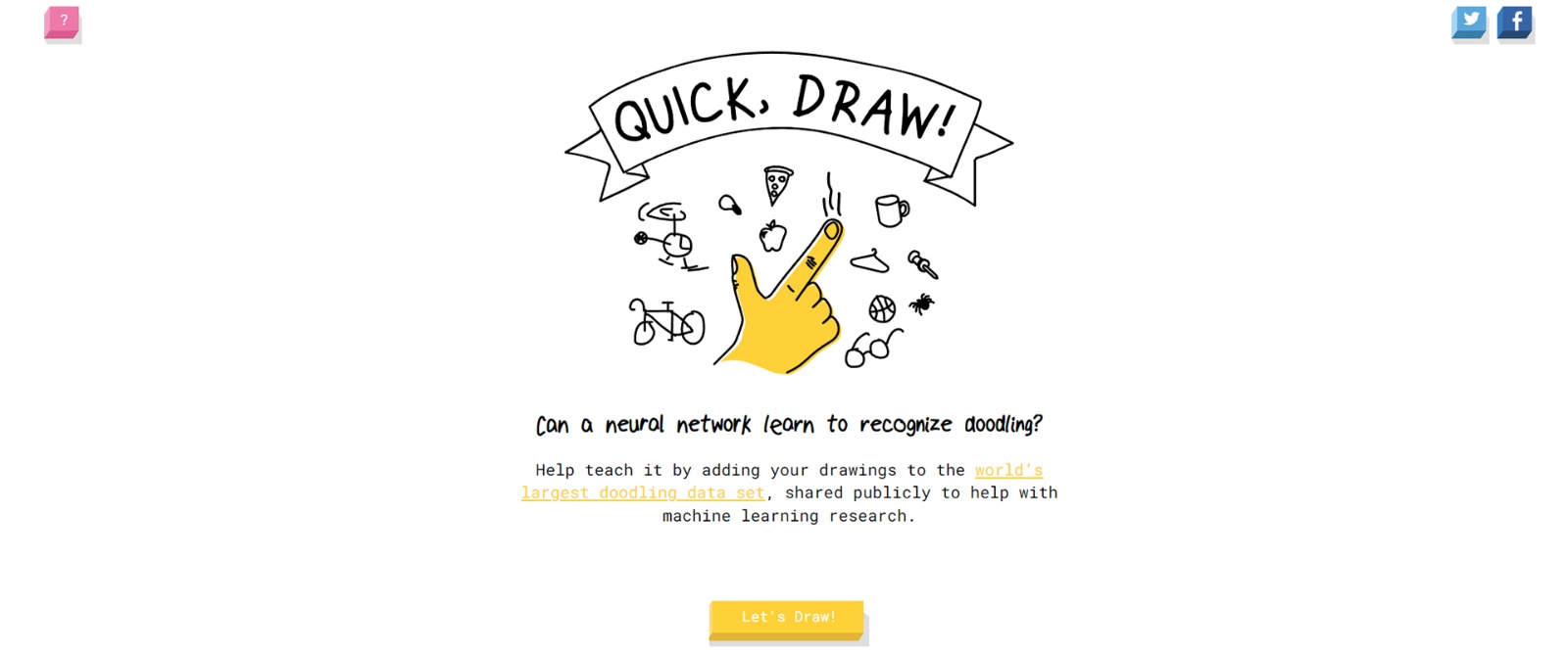 A screenshot of the quickdraw page showing various drawings