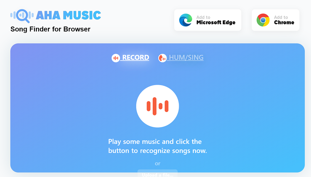 AHA Music website for song recognition