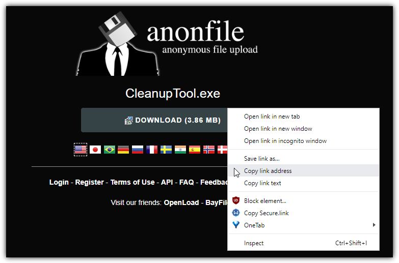 AnonFile free file upload website