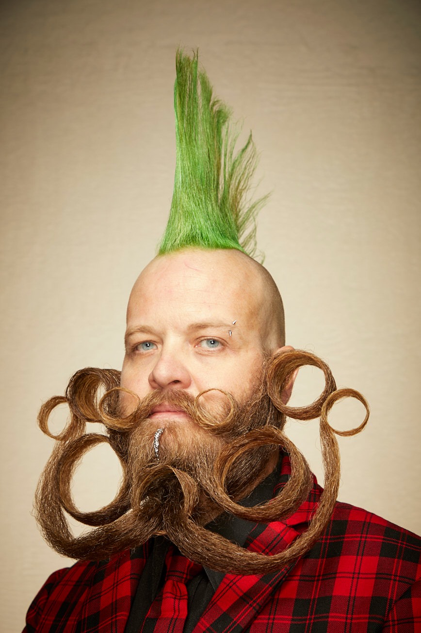 Beard and mustache competition 2019 / green hair