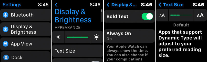 Changes to the appearance of text on Apple Watch