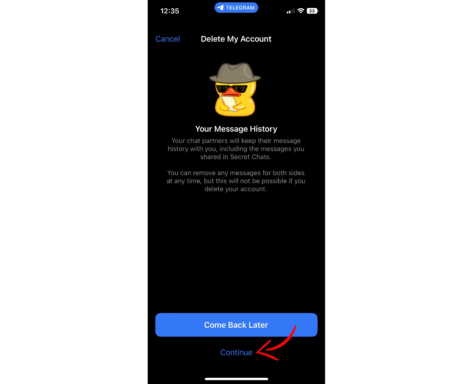 Chicken sticker in Telegram iOS iPhone Telegram