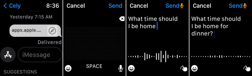 Dictate email or text on Apple Watch