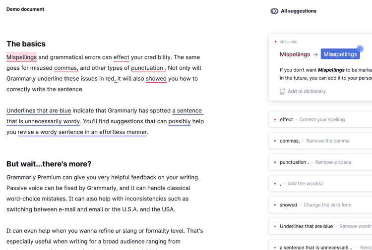 Editing and proofreading text with Grammarly