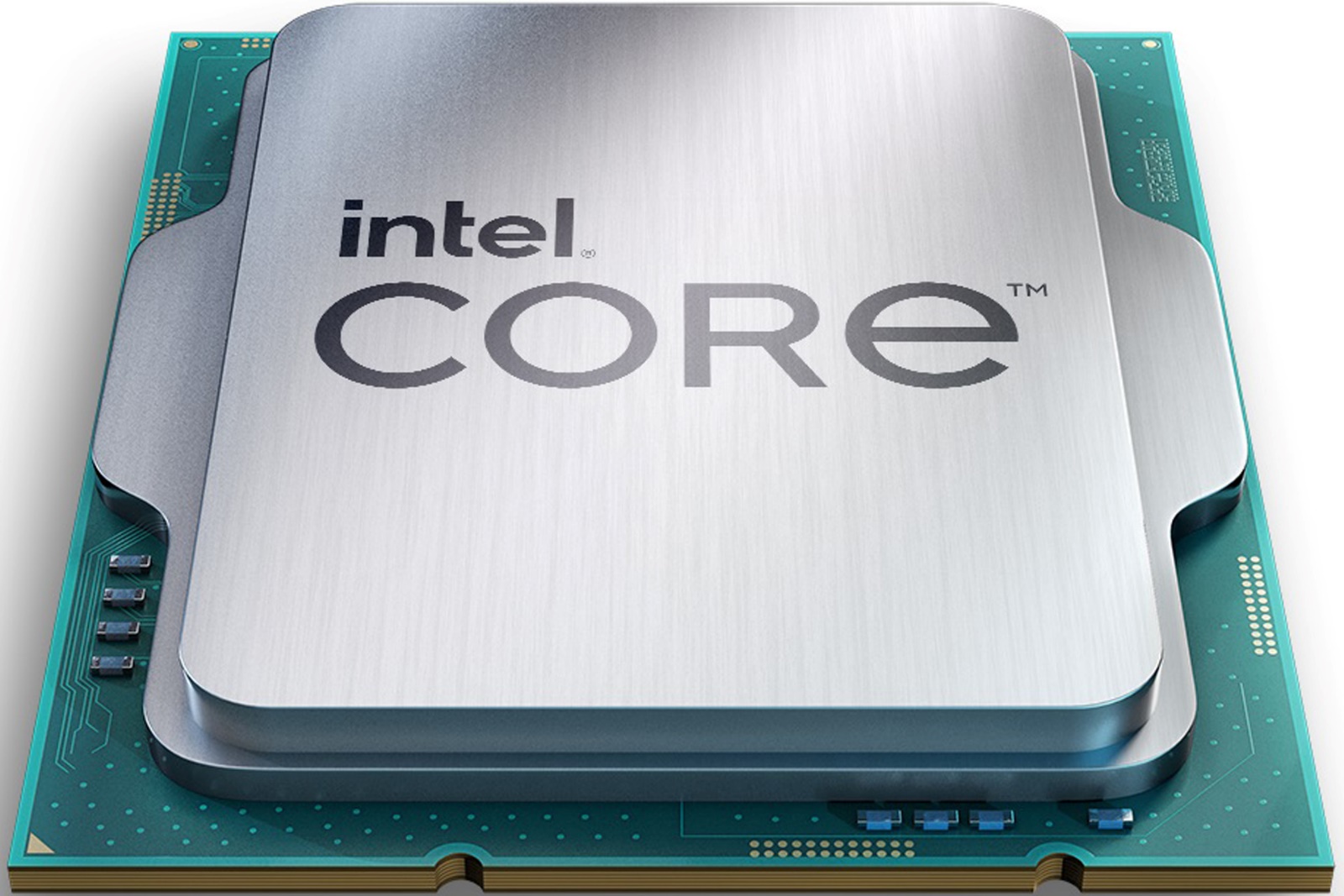 Front view of the 13th generation Intel Raptor Lake CPU processor