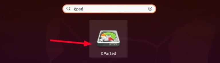Gparted program in Ubuntu