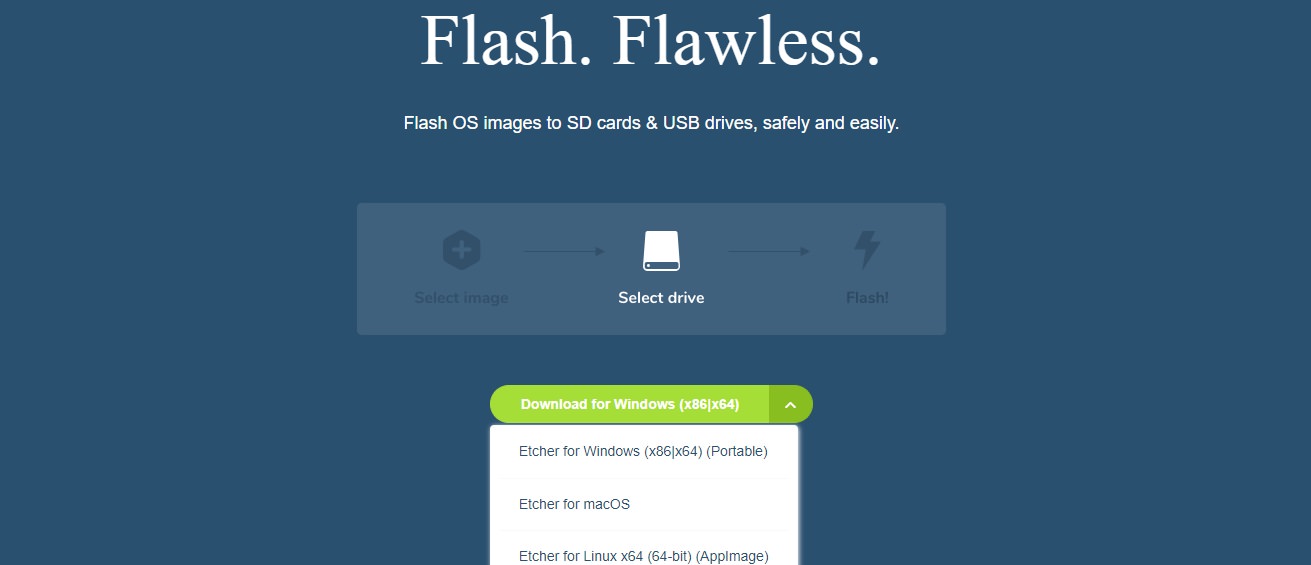 Installing Linux on flash with Etcher