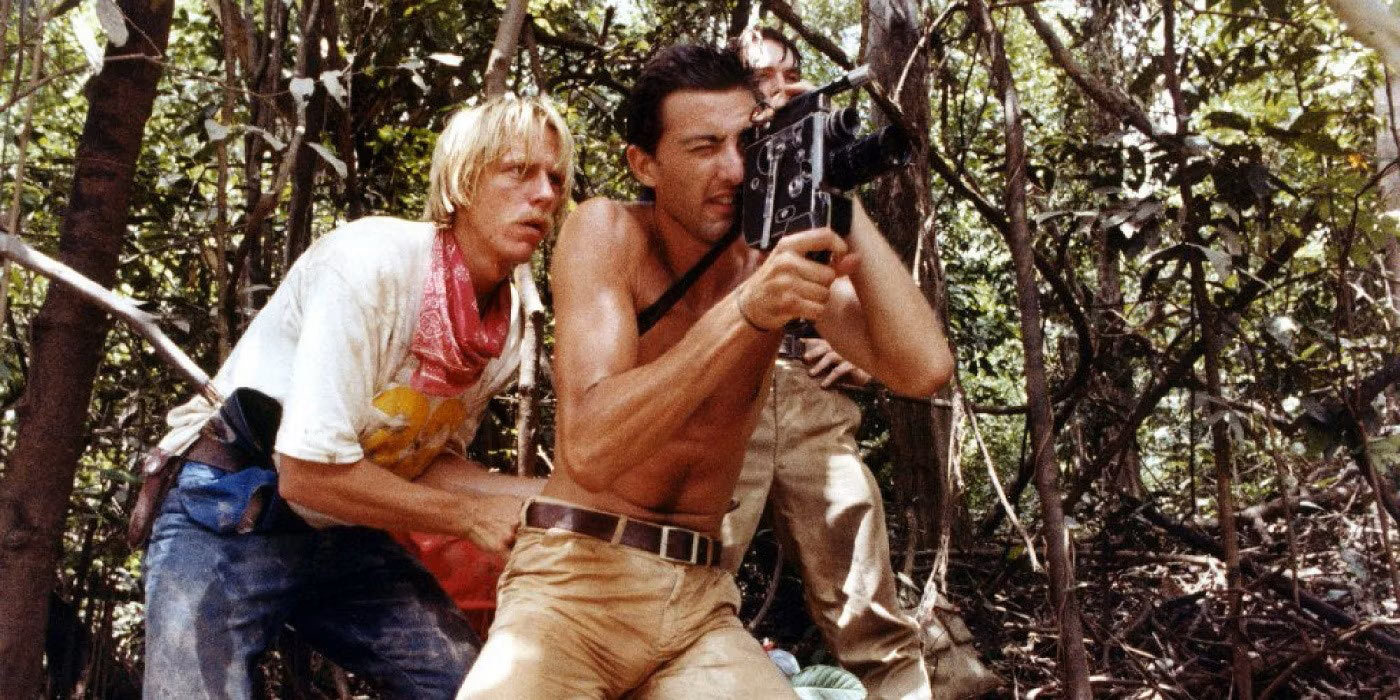 Jack and Alan filming in the forest where the cannibals live in the movie Cannibal Holocaust
