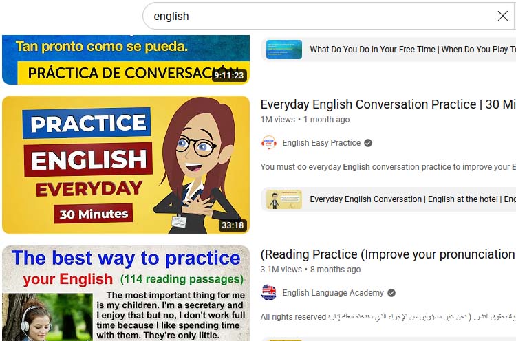 Learning English on YouTube