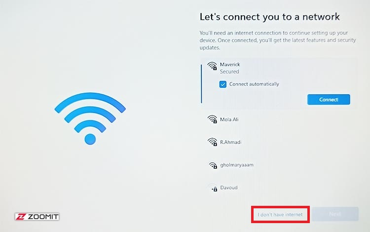Passing the step of connecting to the Internet in Windows 11 installation