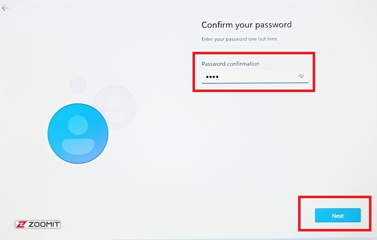 Password verification during Windows 11 installation