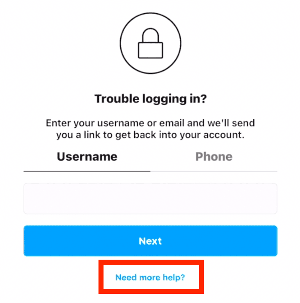 Request a security code or Instagram support