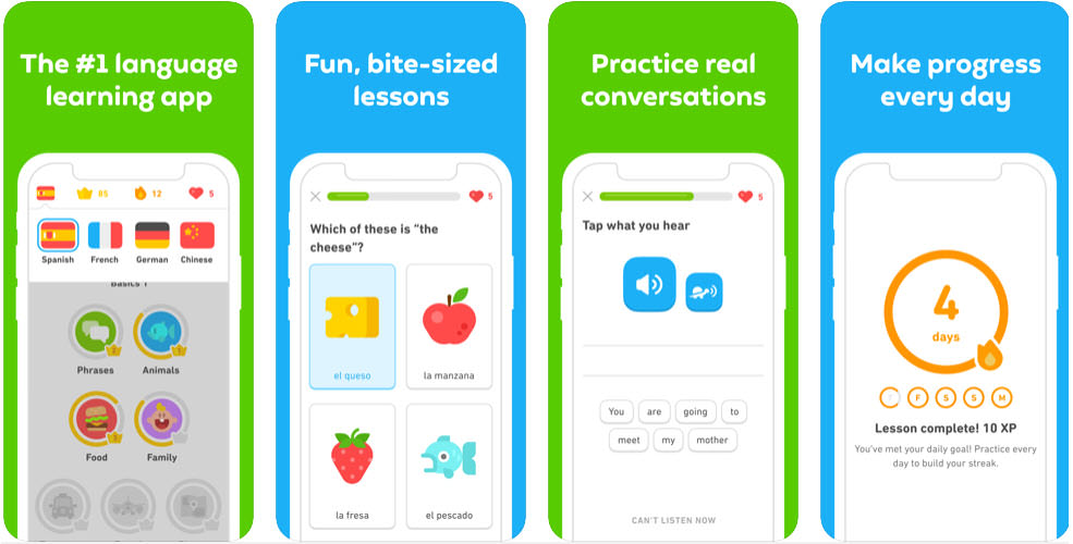 Screenshot of Doulingo English language learning application