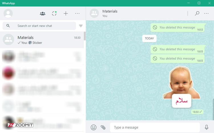 Send a personal sticker on WhatsApp desktop
