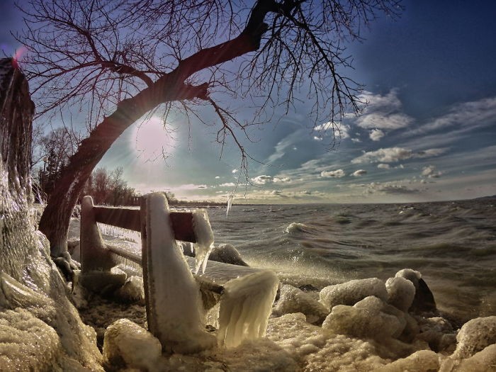 The frozen lake of Balaton