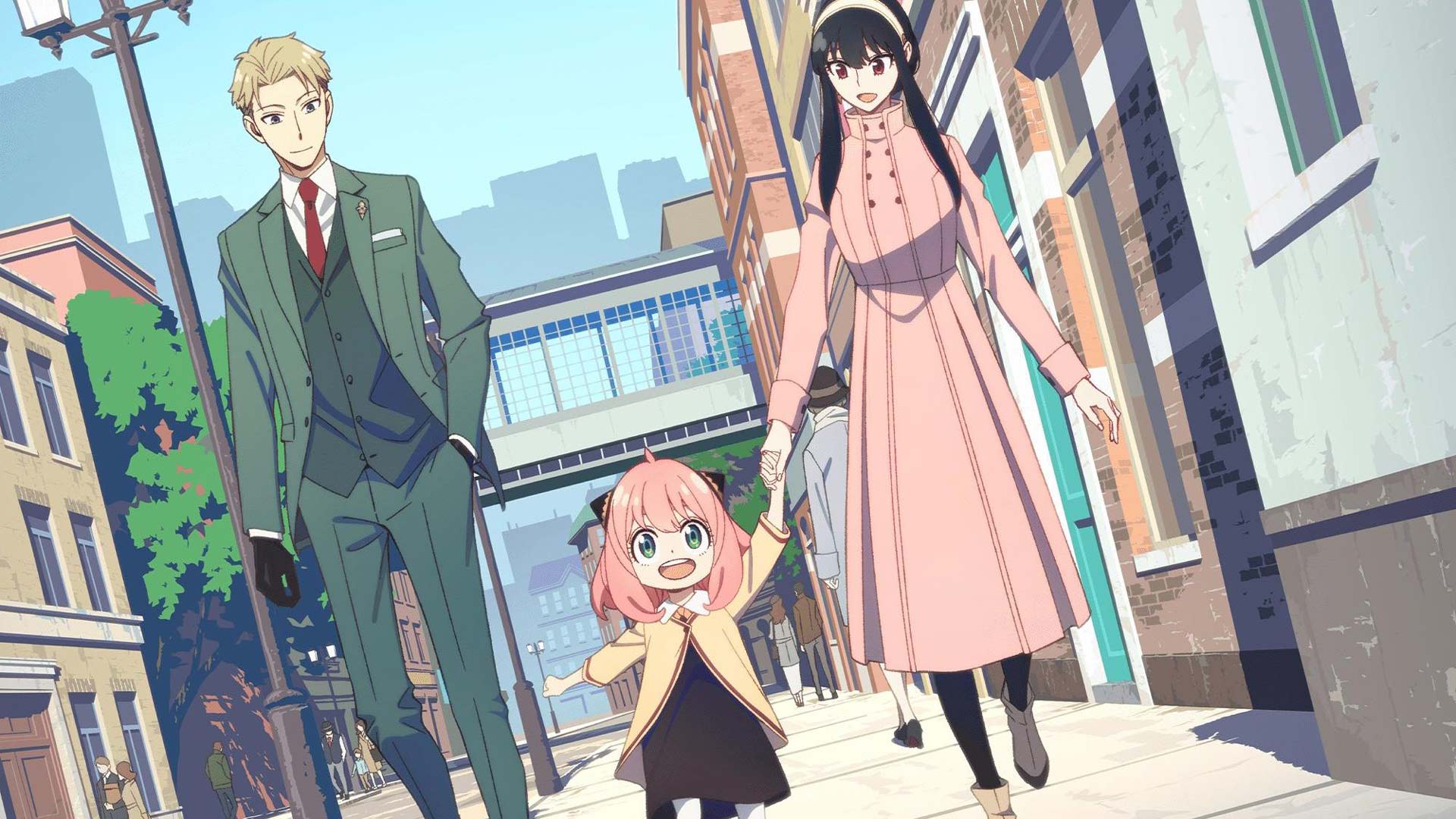 Yuri, Anya and Lloyd Forger walking in the spy family anime