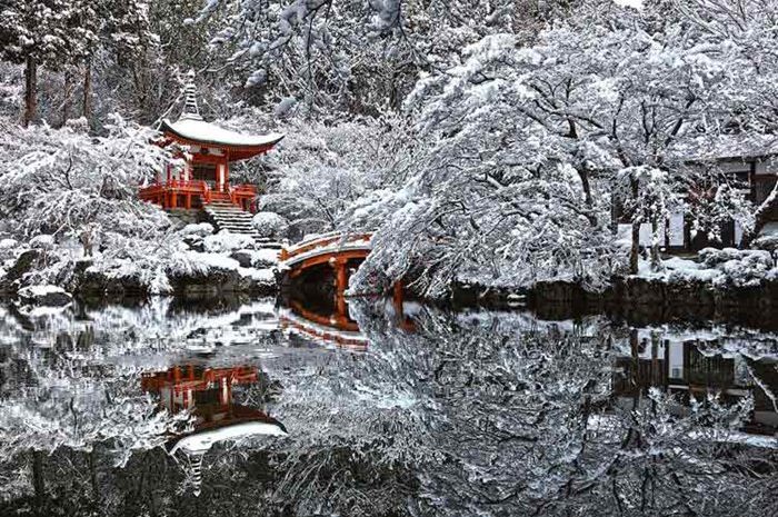 Kyoto under heavy snowfall