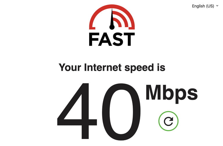 An image of fast.com menu for internet speed test