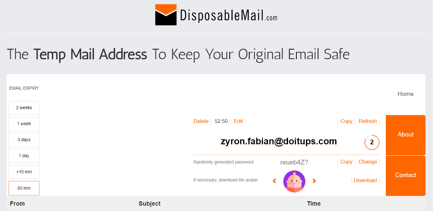 Disposable email disposablemail