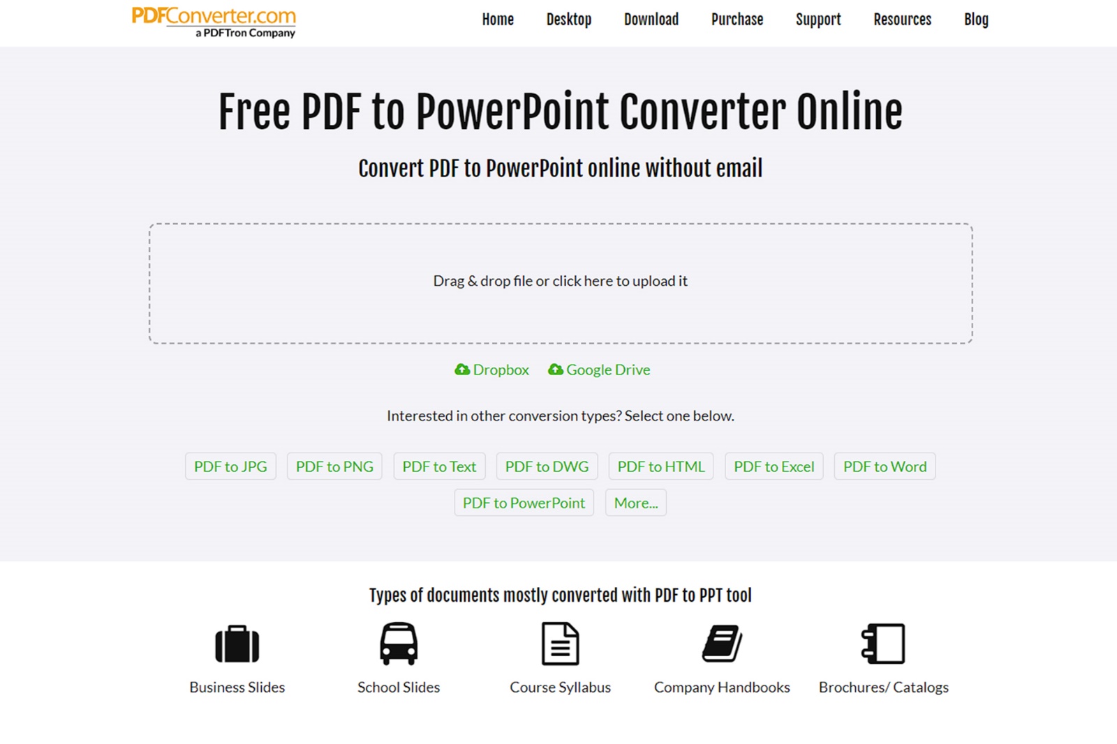 Select the file to convert to PPT format
