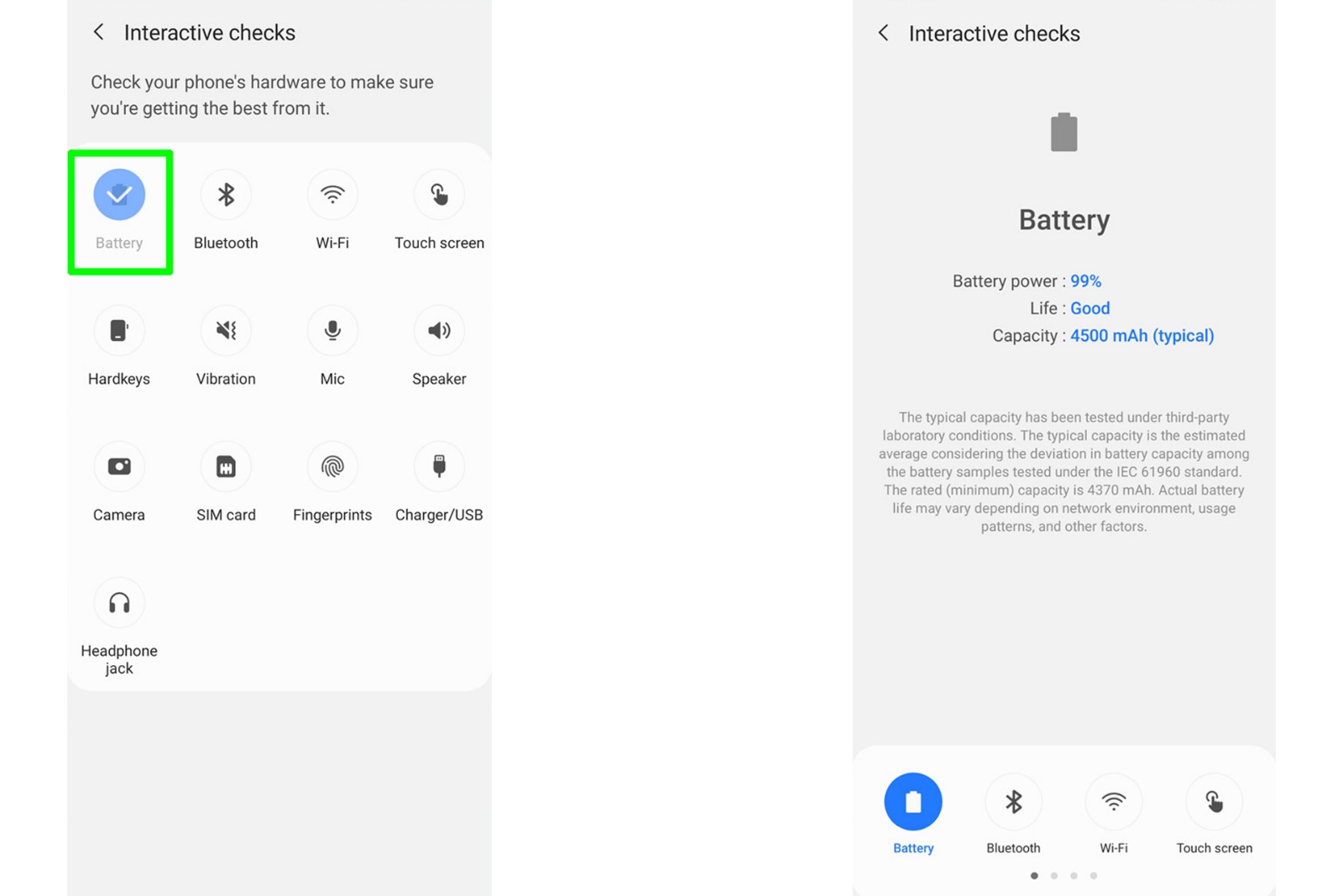 Steps to check battery health in Samsung