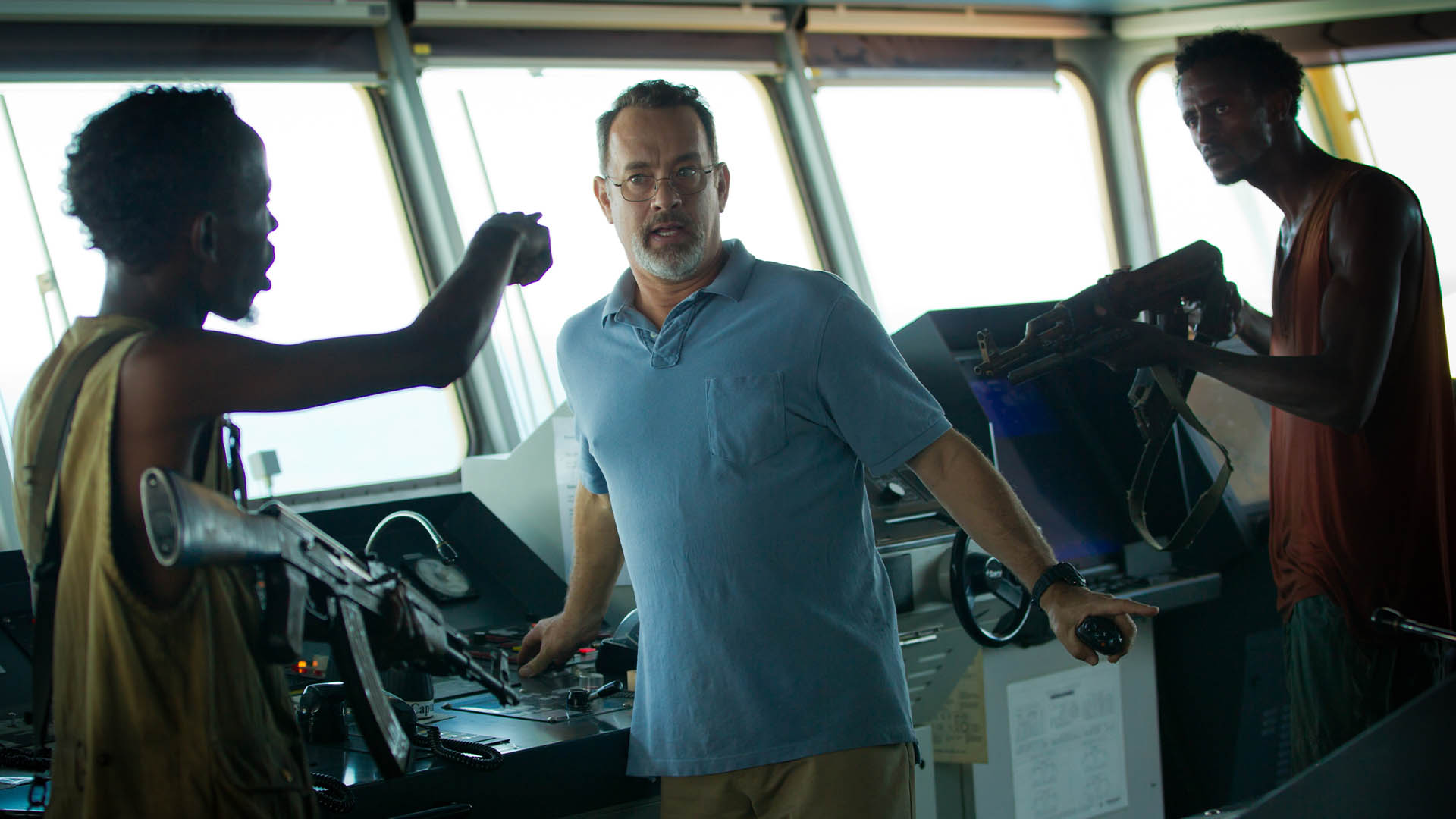 The main characters of Captain Phillips movie with Tom Hanks