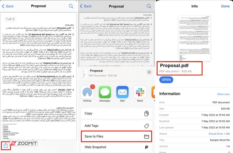 The second step is to convert the Word file to PDF on the iPhone with the files application