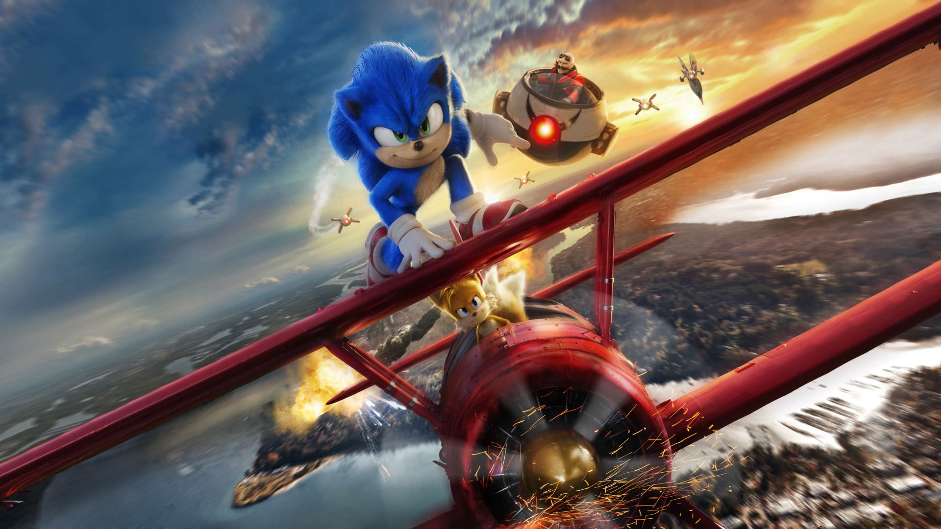 Widescreen version of the official Sonic the Hedgehog 2 movie poster