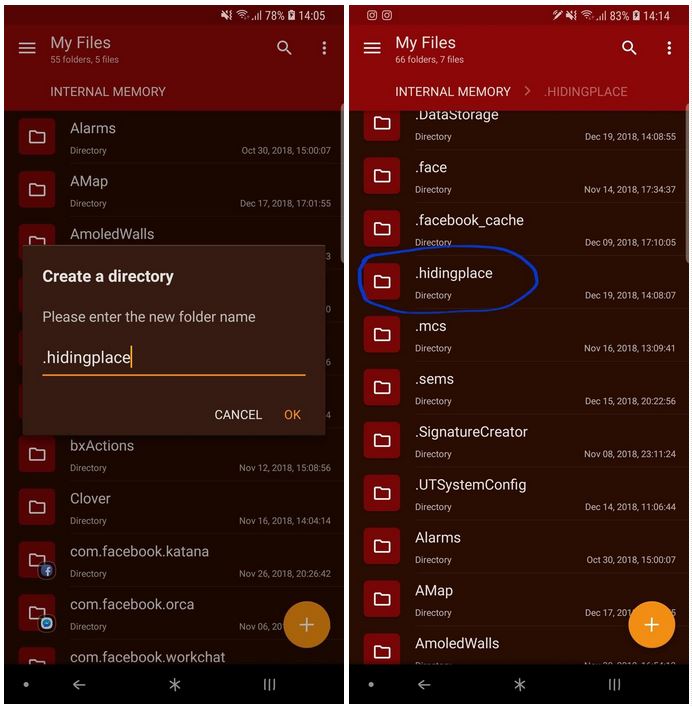 Hide folder on Android