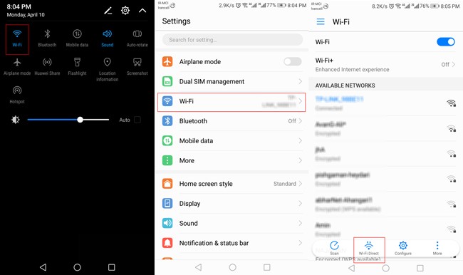 How to activate Wi-Fi Direct phone