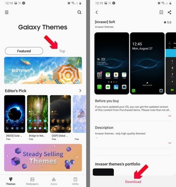 Installing Samsung phone themes