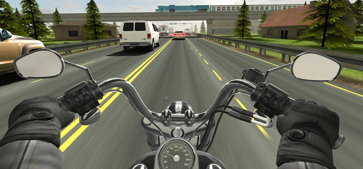 Motorcycle riding on the street in Traffic Rider game