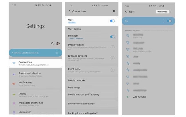 Wi-Fi Direct in Samsung Android 11