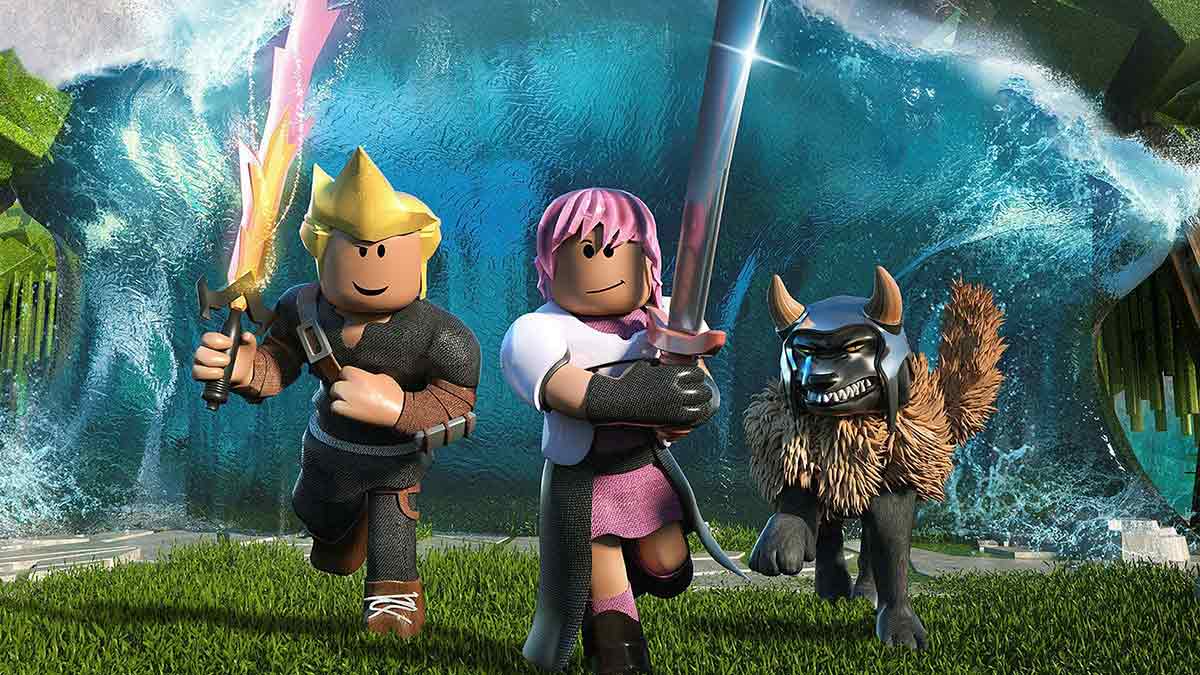 Wolf outfit and pink sword in Roblox