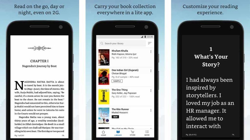 Amazon Kindle reader and Google Play Books