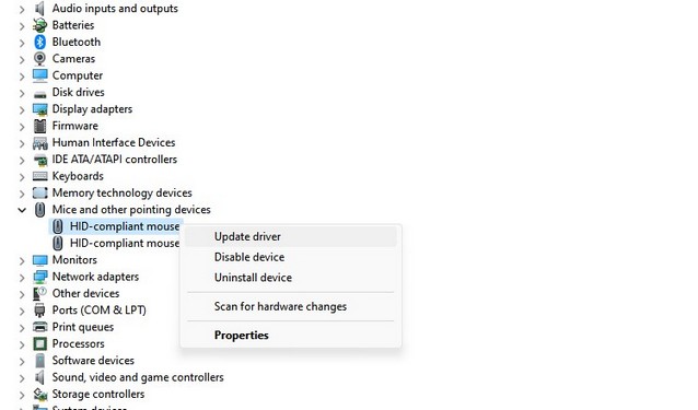 Solving the problem of mouse not dragging in Windows 10 with driver update
