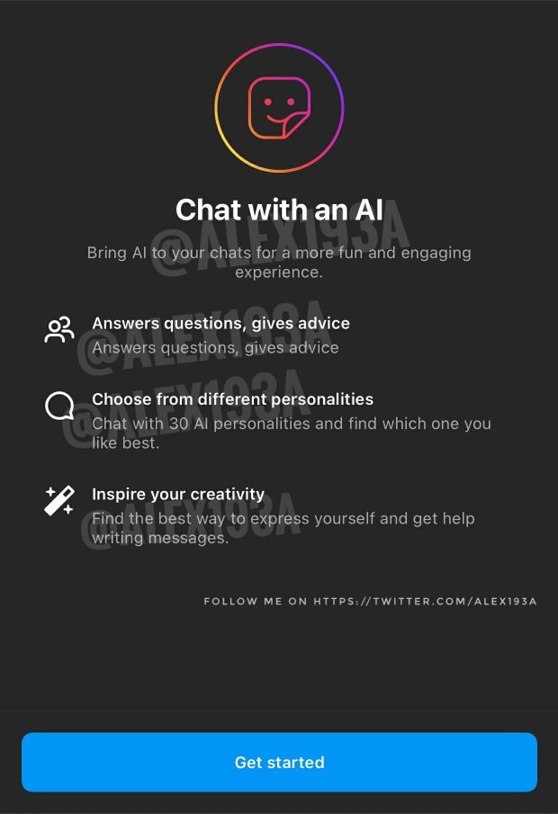 Artificial intelligence chatbot functionality on Instagram